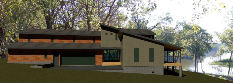 Texas Lakehouse 3D CAD - view to NE - ENRarchitects-GranburyTX 76049